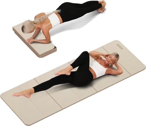 Foldable Yoga Mat Extra Thick 0.32 Inches(8mm) | SGS-certified, odorless POE. Non-slip surface & no curling edges. Great for yoga, Pilates & home