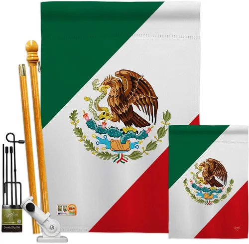 Breeze Decor HG108019 Banderas de México de la Nacionalidad Mundial Impresiones Decoración Casa Vertical 28" X 40" Jardín 13" 18.5" Doble Cara
