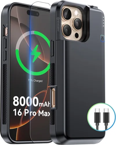 Miniatura 9 de NEWDERY Upgraded Battery Case for iPhone 16 pro, 5000mAh USB C Portable Power Bank, CarPlay, Sync-Data Supported, Rechargeable Charger Case