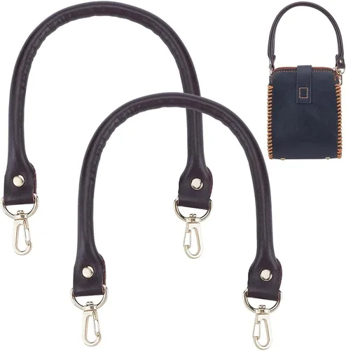 PH PandaHall Paquete de 2 correas cortas de cuero de 15.7 pulgadas con asa de repuesto de cuero, bolsa de hombro, con hebillas giratorias doradas,