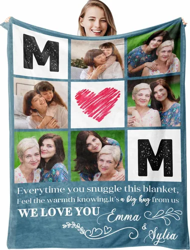 Miniatura 24 de D-Story Manta personalizada con fotos, texto, Manta personalizada con imagen, texto o fotos para mejores amigas, hermanas, regalos para cumpleaños