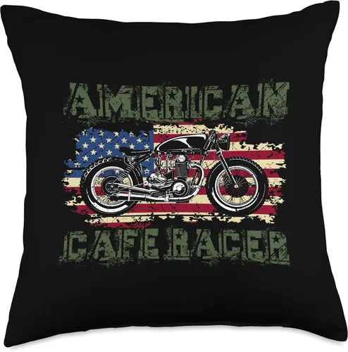 Miniatura 4 de American Cafe Racer Motorcycle Apparel and Merch American Cafe Racer Biker Men Women Adult Teens Boys Girls Throw Pillow, 16x16, Multicolor