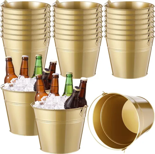Miniatura 17 de Didaey 12 cubos de metal para cerveza, cubos de hielo a granel, cubos de hielo con asa, enfriador de bebidas para fiesta de champán, bebidas