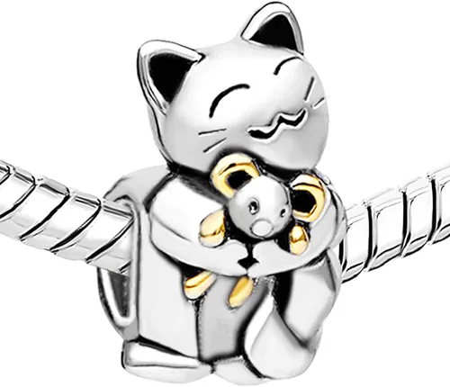 Miniatura 2 de NARTGO Lindo dije de gato para mascotas compatible con pulseras Pandora