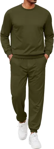 Miniatura 94 de COOFANDY Conjunto deportivo de 2 piezas para hombre, sudadera de manga larga, sin botones, para deportes, casual, fitness, trotar
