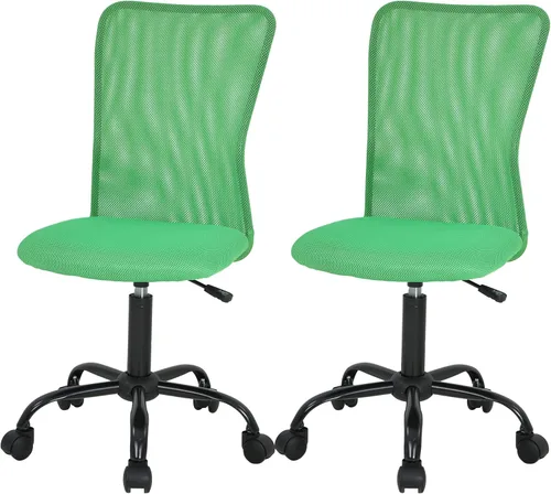 Miniatura 9 de FDW Silla de oficina en casa, silla de escritorio de malla con respaldo medio, sin brazos, ergonómica, giratoria, soporte de espalda, ajustable
