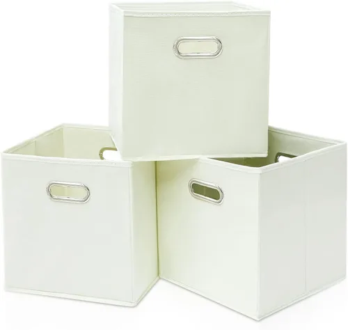 Miniatura 35 de Cubos de almacenamiento de tela – 13 x 13 x 13 pulgadas, cubos organizadores plegables con asas dobles – juego de 6, color azul