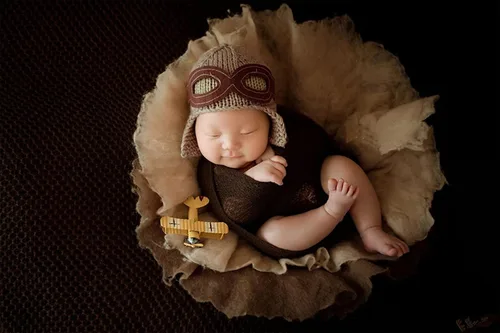 Miniatura 2 de Accesorios de fotografía para bebé, sombreros de piloto con manta para niños y niñas, recién nacidos, sesiones de fotos, sombrero, conjunto de manta