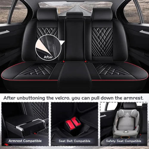 Miniatura 4 de Fundas de Asiento de Coche para Nissan Murano 2003-2026, Funda de Asiento Completa de Piel Nappa Impermeable, Protector de Asiento Automotriz negro