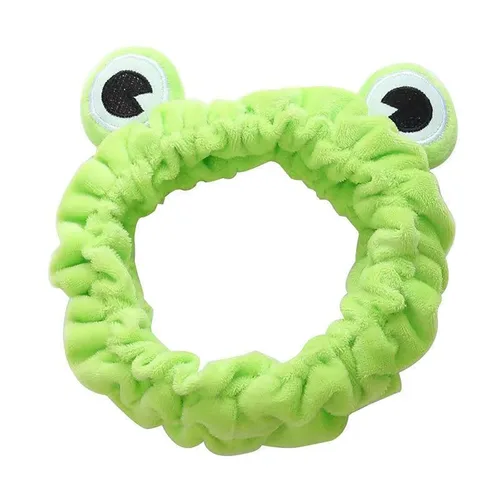 Miniatura 26 de Jowmoy Bonita diadema de orejas de conejo, diseño de ojo de rana, elástica para lavar la cara, para mujeres, maquillaje, ducha, spa. Q-Orejas