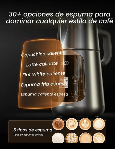 Miniatura 5 de Dreo Espumador de Leche [Actualizado], Espumador Eléctrico Todo en Uno para Café, Espumador Automático de Nivel de Arte de Laté de 15oz/450ml, Gris