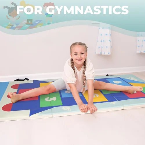 Miniatura 4 de Kangaroo Hoppers Gymnastics Tumbling Mats for Kids, Foldable Gym Mat with Carrying Handles for Home Activity Play