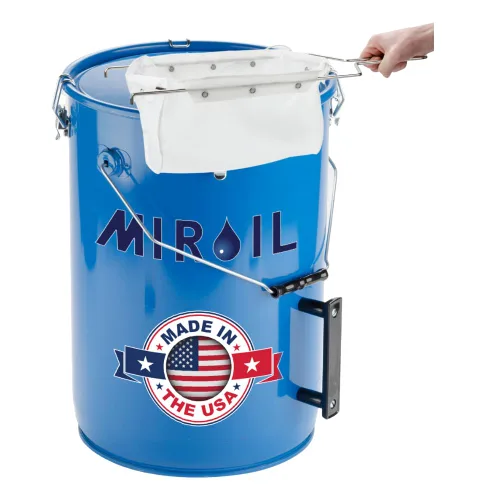 Miniatura 9 de MirOil Cubo de grasa de aceite de 5 galones y olla de filtro, recipiente plateado para freidora con cierre de tapa y clip de bloqueo, olla