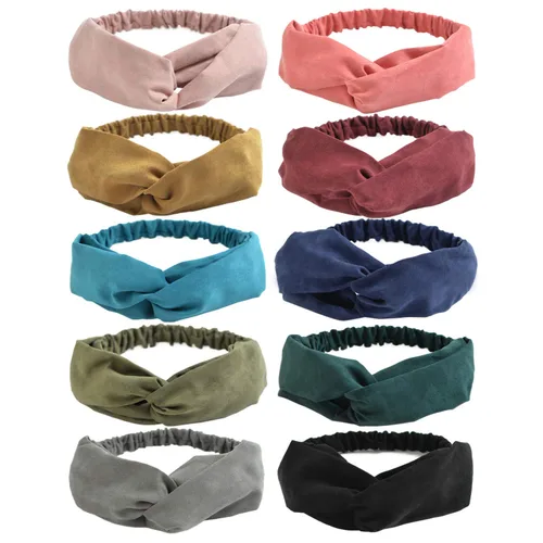 Miniatura 20 de DRESHOW - Paquete de 10 diademas para mujer con diseño entrecruzado vintage, estilo bohemio, trenzadas, elásticas, accesorios para el cabello