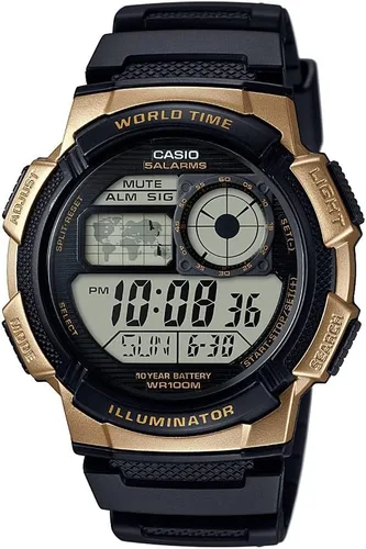 Miniatura 5 de Casio AE1000W Series Men’s Digital Watch 100M WR Multi Alarms 100 SEC Stopwatch Countdown Timer World Map for World Time LED Light