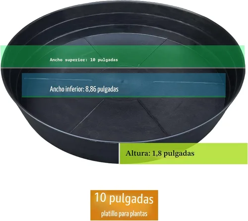 Miniatura 2 de Plato para macetas de 10 a 25 pulgadas, bandejas de riego extra profundas para macetas, bandeja de drenaje pesada para interiores sin agujeros, 4
