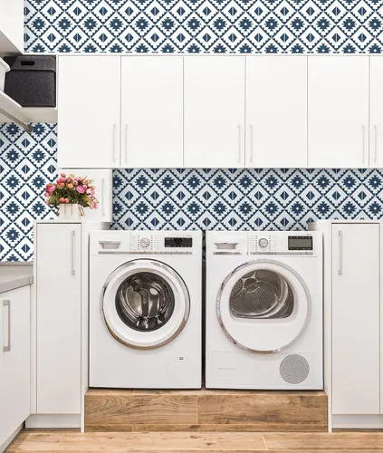 Miniatura 2 de NextWall Papel tapiz autoadhesivo de azulejos del suroeste de imitación Azul marino