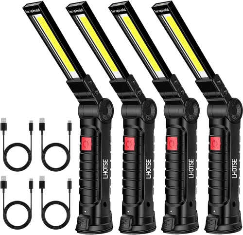 Miniatura 10 de LHOTSE Luz de trabajo LED, herramienta de regalo del día del padre, linterna recargable con base magnética y gancho, rotación de 360°, 5 modos, luz
