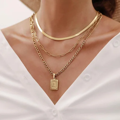Miniatura 2 de Honsny Collares de oro con inicial para mujer, delicado colgante de letra cuadrada de serpiente de oro de 18 quilates, collar de gargantilla