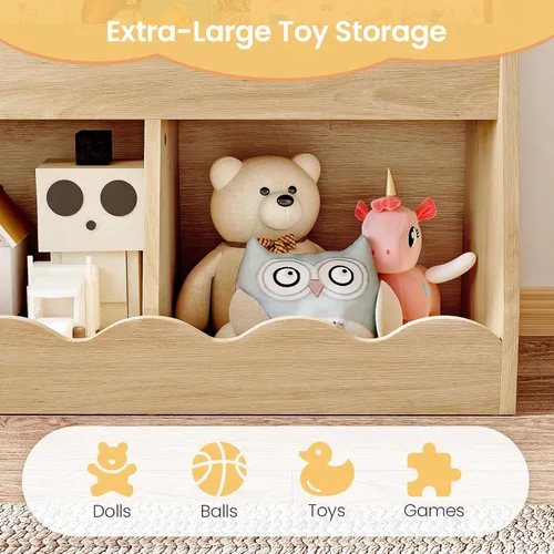 Miniatura 5 de CHOEZON Estantería infantil y almacenamiento de juguetes, estantería para niños con 2 cubos de juguetes, estante para libros para habitación