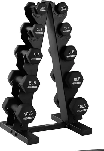 Miniatura 15 de HolaHatha Neoprene Dumbbell Weights Set w/Rack, Home Gym Equipment - Portable Weighted Exercise Dumbbells for Fitness, Training, and Lifting