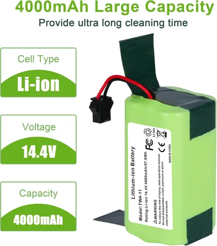 Miniatura 2 de JYJZPB Batería de repuesto de 14.4V 4000mAh para Eufy RoboVac 11 11S 30 15C 25C 35C G10 G30 Edge, G30 Verge, G32Pro G40 y Ecovacs Deebot N79, N79S