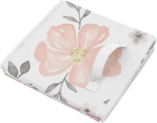 Miniatura 4 de Sweet Jojo Designs Juego de 2 cubos de almacenamiento plegables de tela de acuarela rosa y gris, organizador de juguetes para niños y bebés