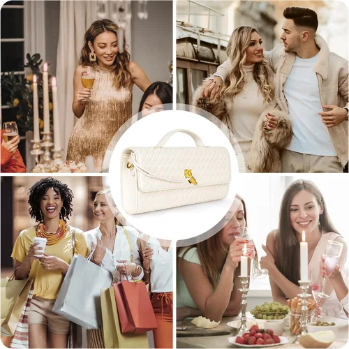 Miniatura 8 de Joryin Bolso tejido para mujer, bolso de mano de cuero tejido, bolso cruzado, bolso formal de noche, cuero vegano