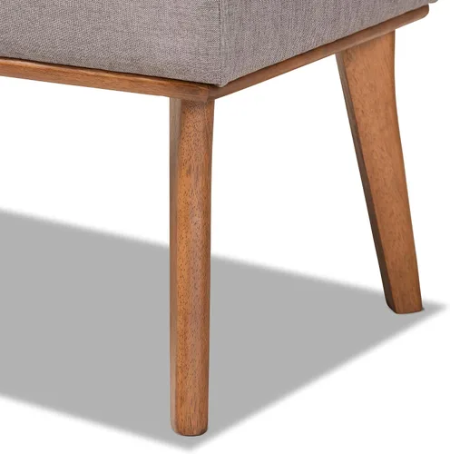 Miniatura 4 de Baxton Studio Odessa - Banco de comedor tapizado de tela gris y acabado marrón nogal, banco de comedor de madera