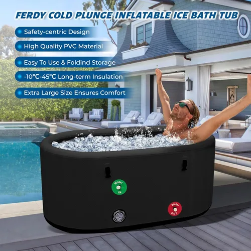 Miniatura 2 de FerdY Cold Plunge - Bañera inflable para deportistas XL con labio, portátil e interior y plegable, 59 x 31 x 26 pulgadas, compatible con enfriador