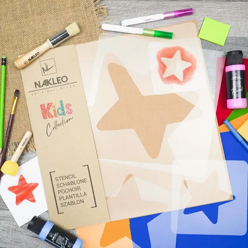 Miniatura 3 de NAKLEO Juego de plantillas de pintura para niños, 5 plantillas de estrellas de 3.5 a 13.4 pulgadas, plantillas de dibujo de plástico y Estrella #2