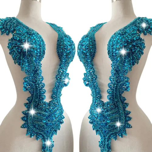 Miniatura 16 de Apliques hechos a mano de cristal sobre encaje, cuentas de diamantes de imitación para coser, parches de lentejuelas, accesorios de decoración