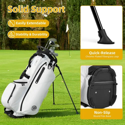 Miniatura 5 de Bolsa de golf con soporte de 14 vías, bolsas de golf ligeras para hombres y mujeres con soporte, doble correa ergonómica acolchada, divisores