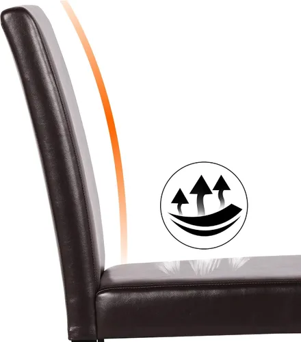 Miniatura 5 de Topeakmart Juego de 4 sillas de comedor de piel sintética con respaldo alto, patas de madera de pino acolchadas, sillas de cocina para comedor, sala