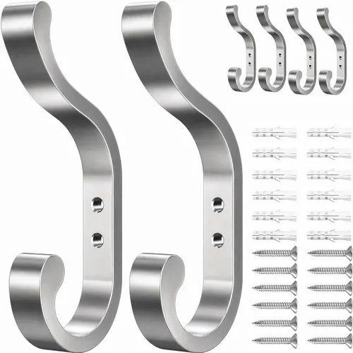 Miniatura 14 de bussdis Ganchos de pared para colgar abrigos, ganchos de mochila resistentes para pared, soporta hasta 30 libras, ganchos grandes para toallas, Negro
