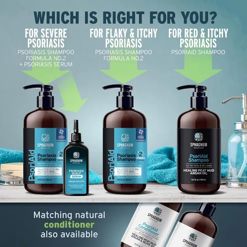 Miniatura 4 de Sphagnum Botanicals Juego de champú y acondicionador para la psoriasis, terapia de barro de turba para cuero cabelludo rojo y con picazón con aceite