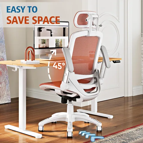 Miniatura 5 de GABRYLLY Silla de oficina ergonómica, silla de escritorio de casa de respaldo alto con reposacabezas, brazos abatibles, bloqueo de inclinación