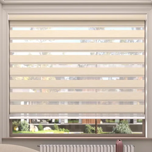 Miniatura 39 de MYshade Persianas enrollables de cebra opacas (85 %) con cordón para ventanas interiores, persianas de doble capa beige para dormitorio, baño, sala