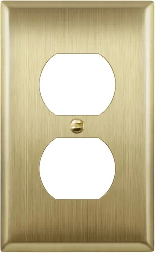 Miniatura 30 de ENERLITES Placa de pared de metal dúplex para receptáculos, cubierta de salida de acero inoxidable, resistente a la corrosión, tamaño de 1 banda
