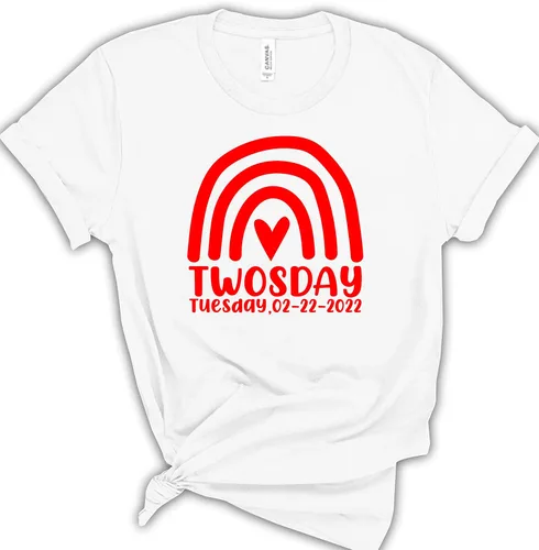 Miniatura 6 de Twosday T-Shirt, Twosday 02-22-2022 T-Shirt for Adult Toddler Youth Men Women Baby, Twosday 02-22-2022 Tuesday Mono Color Rainbow T-Shirt for Women