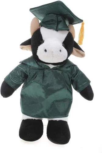 Miniatura 10 de Plushland Juguetes de peluche de vaca, regalos para el día de graduación, texto personalizado, nombre o logotipo de tu escuela en el vestido, lo