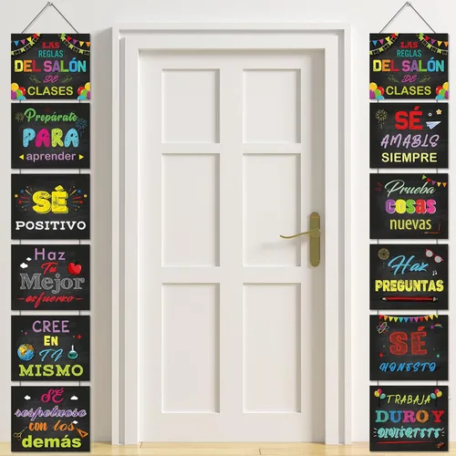 Faccito Letrero motivacional para decoración de aula en español, cartel positivo para porche, letrero inspirador para puerta, decoración de pared,