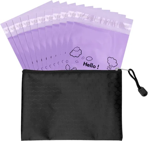 Miniatura 7 de Bolsas de eliminación de higiene femenina opacas, color rosa, 7 x 12 pulgadas, paquete de 100 unidades con bolsa de almacenamiento, para tampones