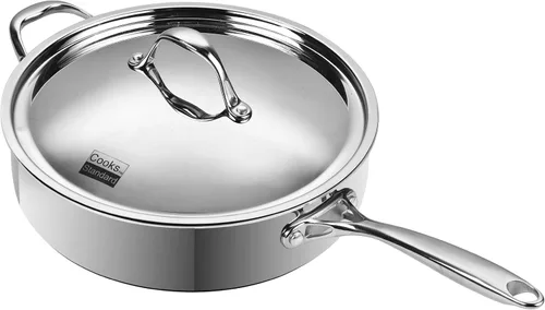 Miniatura 9 de Cooks Standard Sartén profunda, cubierta, de acero inoxidable revestido en múltiples capas, 5 cuartos de galón, 11 pulgadas., Acero inoxidable