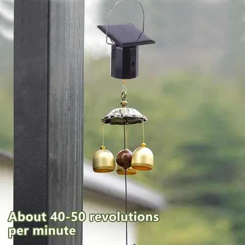 Miniatura 3 de Motor solar con gancho, motor giratorio de viento alimentado por energía solar, no requiere baterías, campanillas de viento ecológicas, adorno