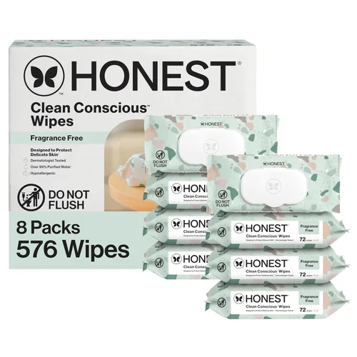Miniatura 31 de The Honest Company - Toallitas limpiadoras para bebé con 99% de agua, respetuosas con el medioambiente, a base de plantas, hipoalergénicas