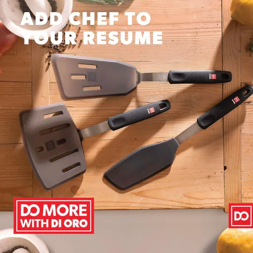 Miniatura 8 de DI ORO - Espátulas para uso en la cocina, silicona resistente al calor de 600 °F, juego de espátulas giratorias para cocinar, espátulas anchas