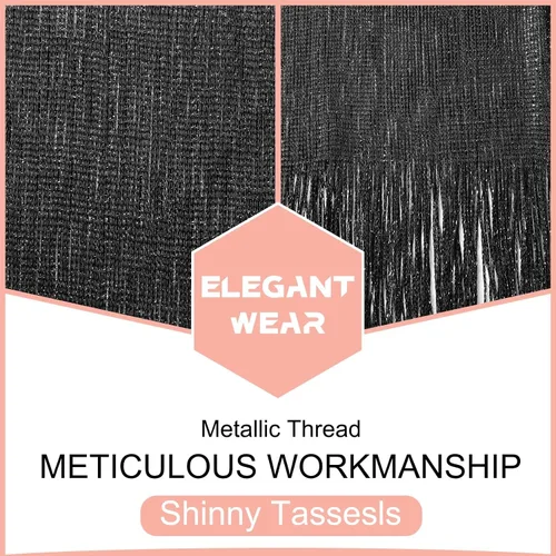 Miniatura 4 de Genovega Sparkling Metallic Chiffon Shawls and Wraps for Evening Party Dresses Wedding Party Elegant Feeling