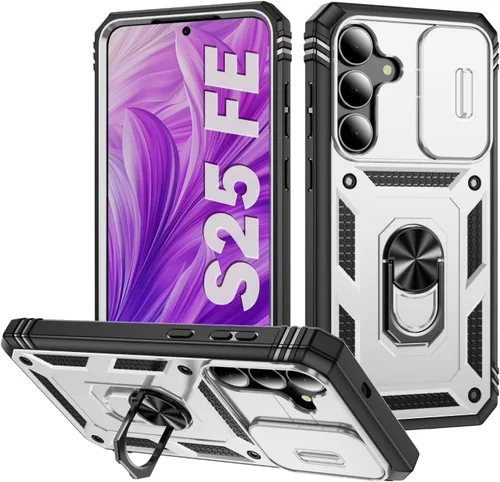 Miniatura 48 de PASNEW Funda para Samsung Galaxy S22 Ultra 5G, cubierta de cámara deslizante y soporte de dedo de metal giratorio de 360°, militar, resistente, a