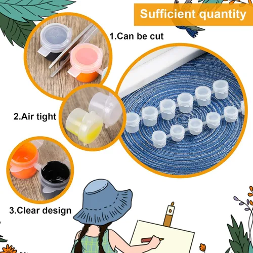 Miniatura 6 de Zonon 80 tiras de 480 macetas vacías de pintura para almacenamiento de tiras con tapa, macetas transparentes para aulas, escuelas, suministros